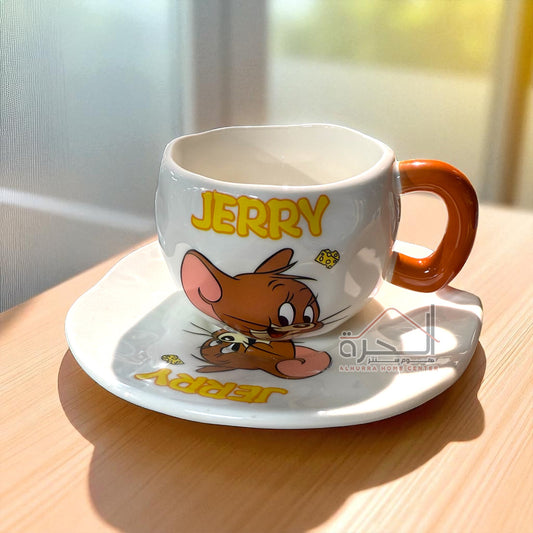 كاسة و صحن اطفال زجاج Tom & Jerry