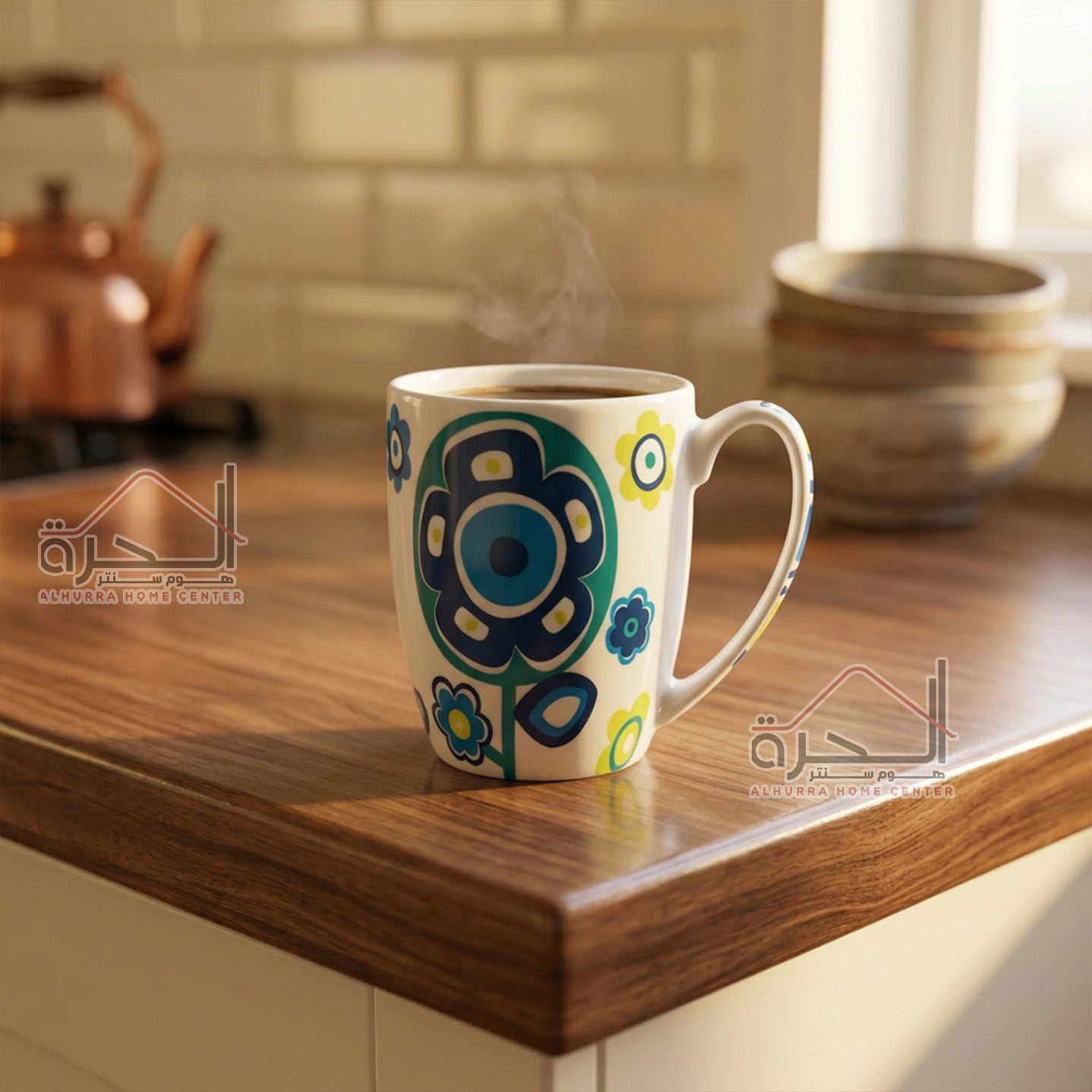 مج بورسلان ابيض مع ازرق