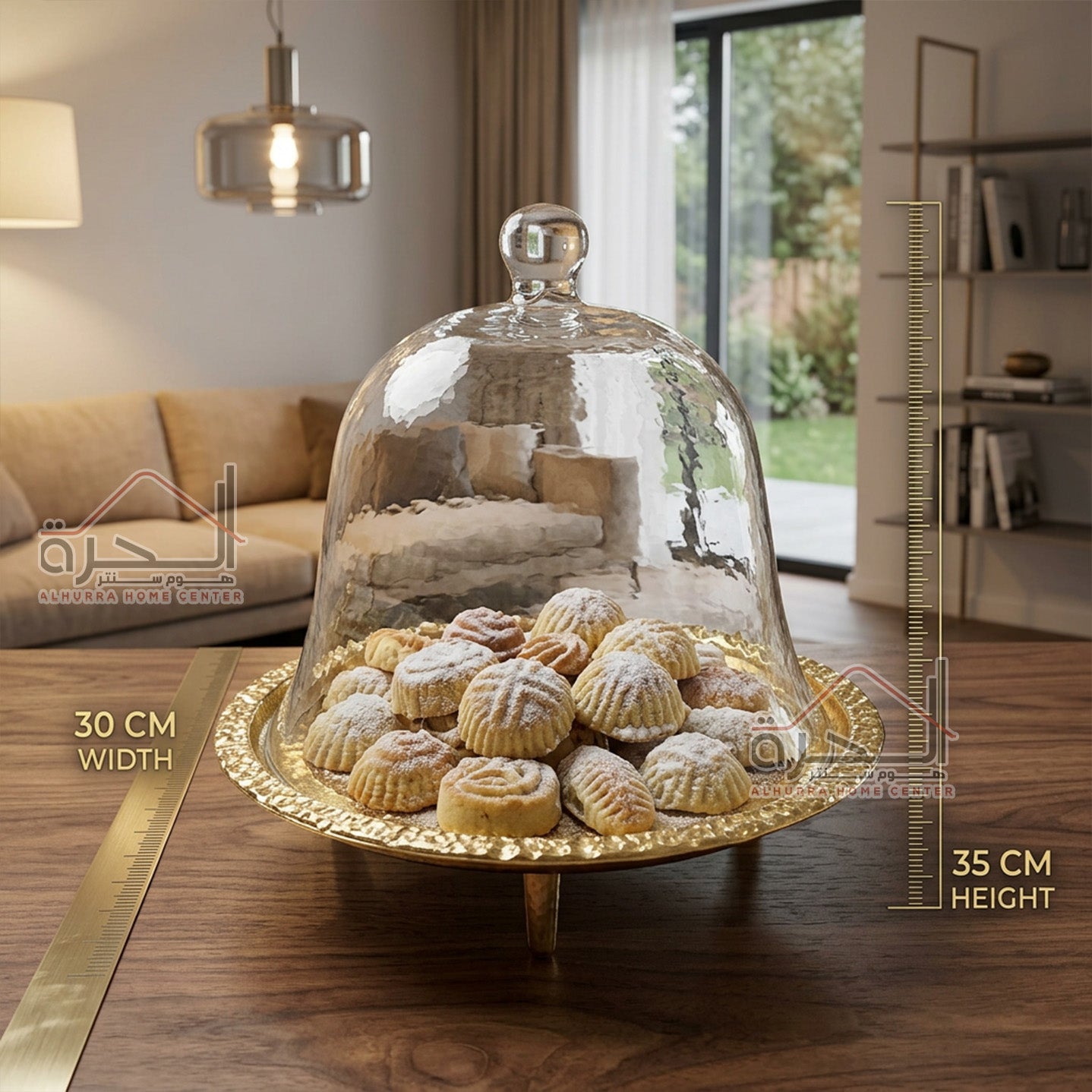 مضيفة نحاس و زجاج هندي 35*30 سم