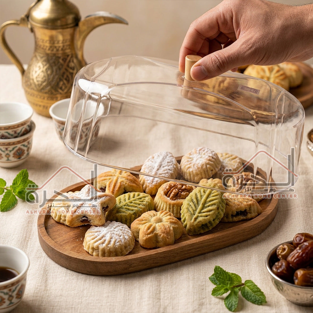 مضيفة خشب مع غطى اكريلك 28*13.5 سم