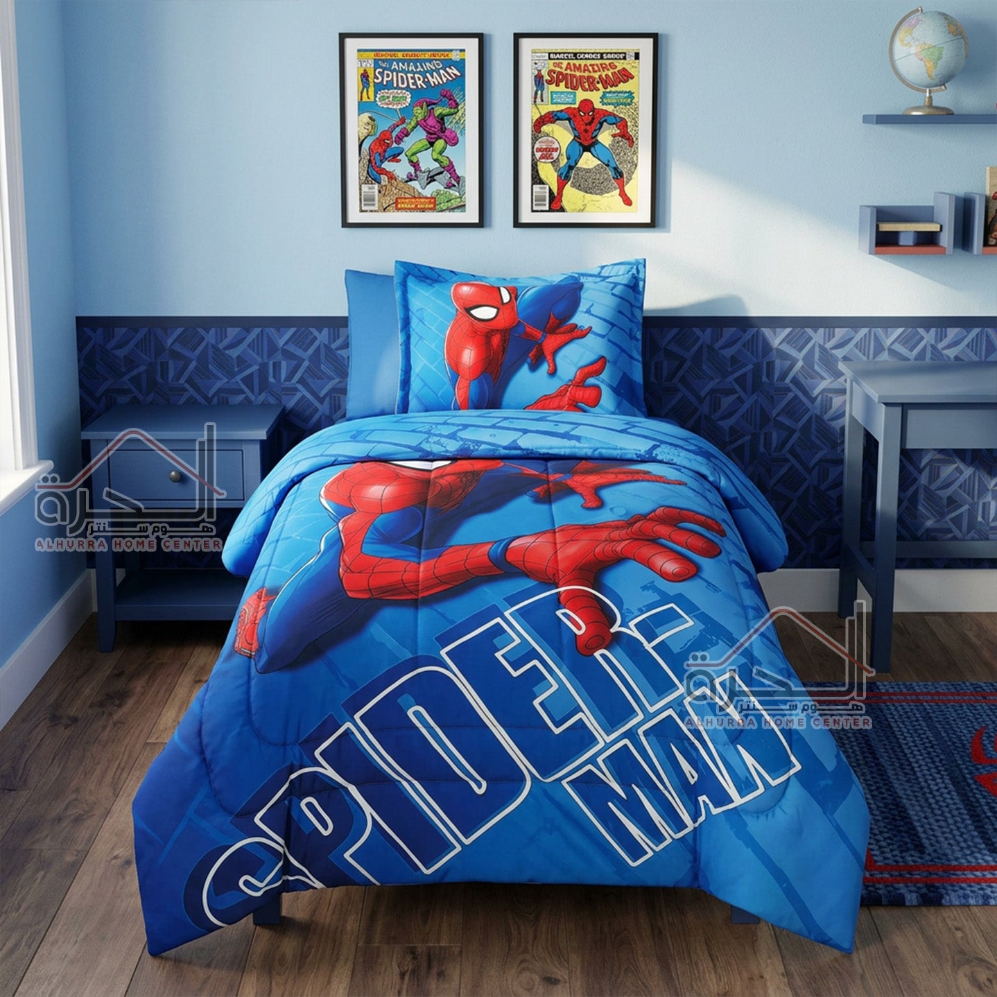 طقم لحاف مفردونصف 4 قطع رسومات Spiderman
