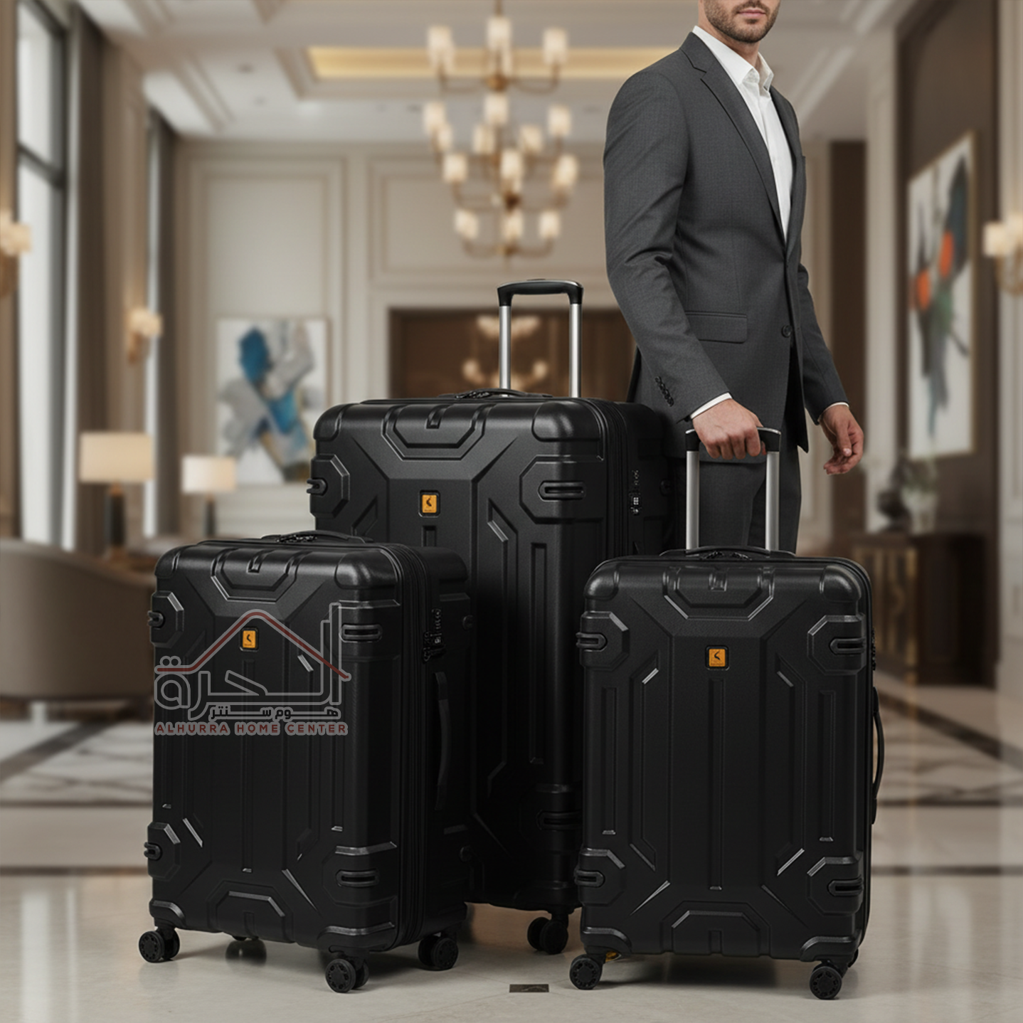 طقم حقائب سفر بلاستك B366 اسود