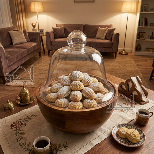مضيفة خشب و زجاج هندي 30*24 سم