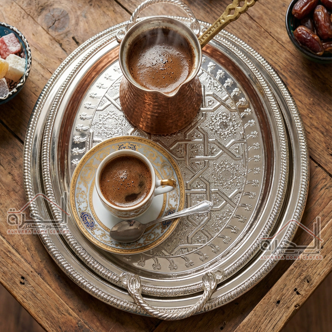 طقم صواني ضيافة قطعتين ستانلس
