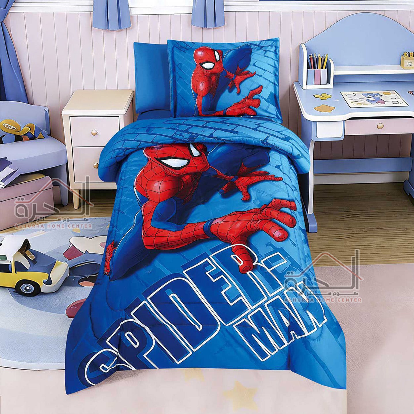 طقم لحاف مفردونصف 4 قطع رسومات Spiderman