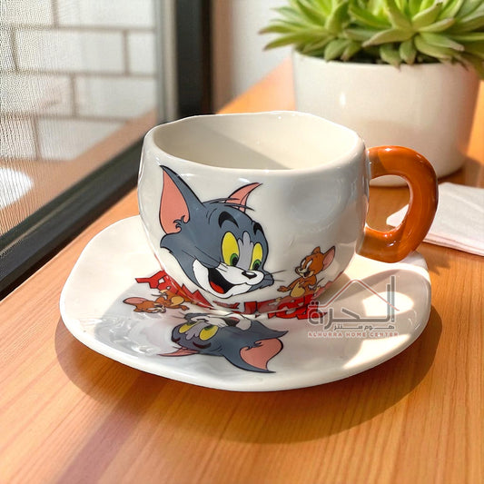 كاسة و صحن اطفال زجاج Tom & Jerry