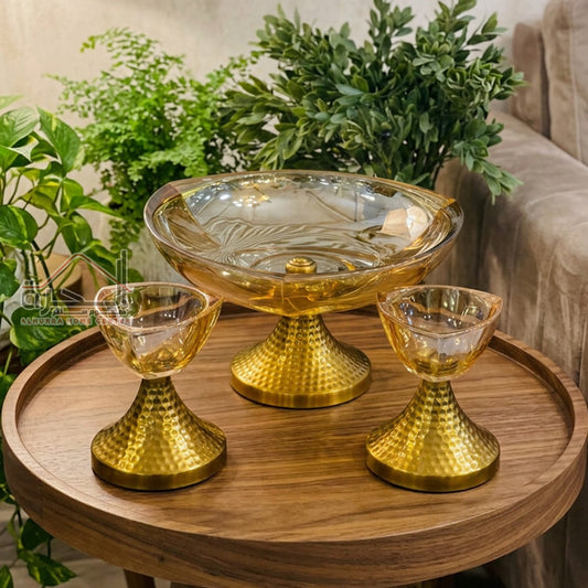 طقم جاط 3 قطع مدور عسلي