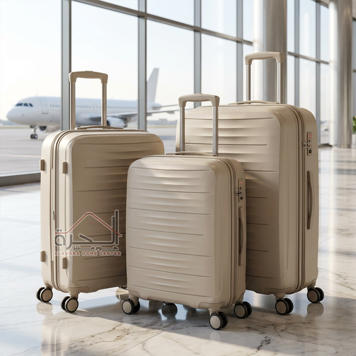 طقم حقائب سفر بلاستك B4042 بيج