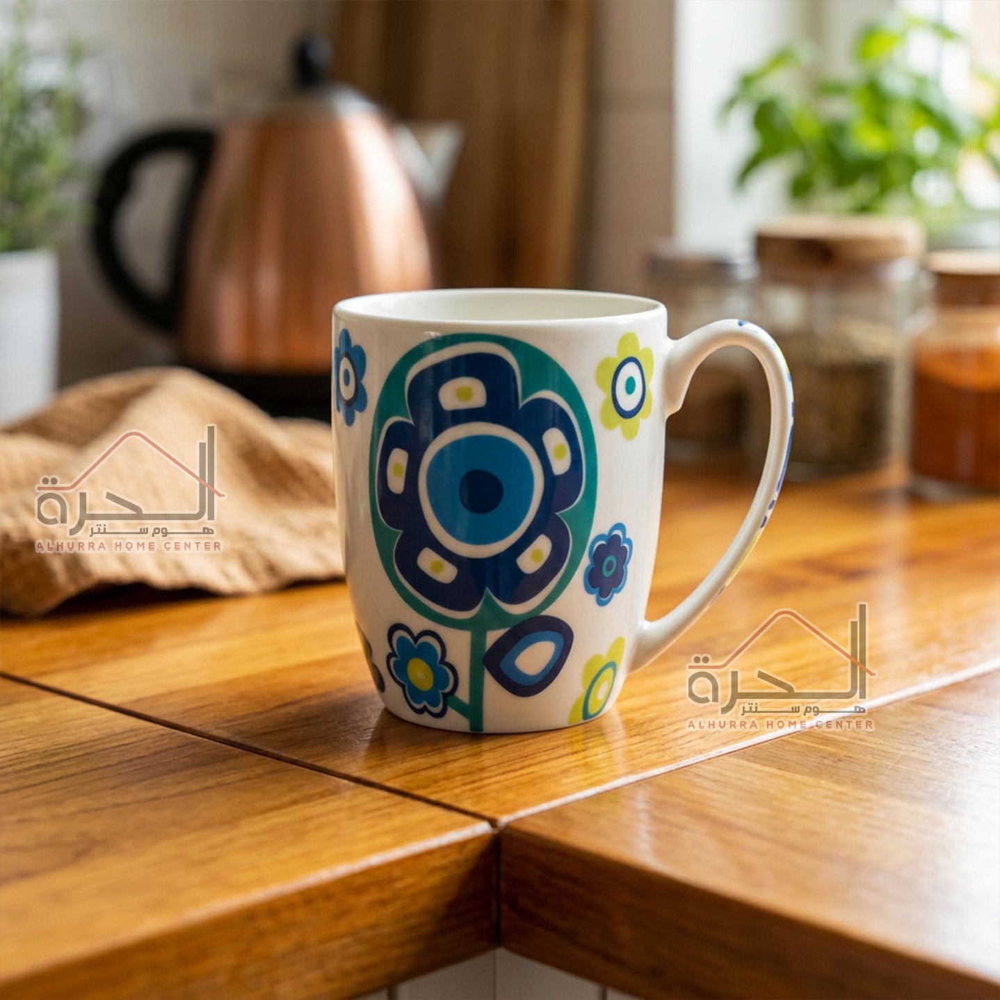 مج بورسلان ابيض مع ازرق