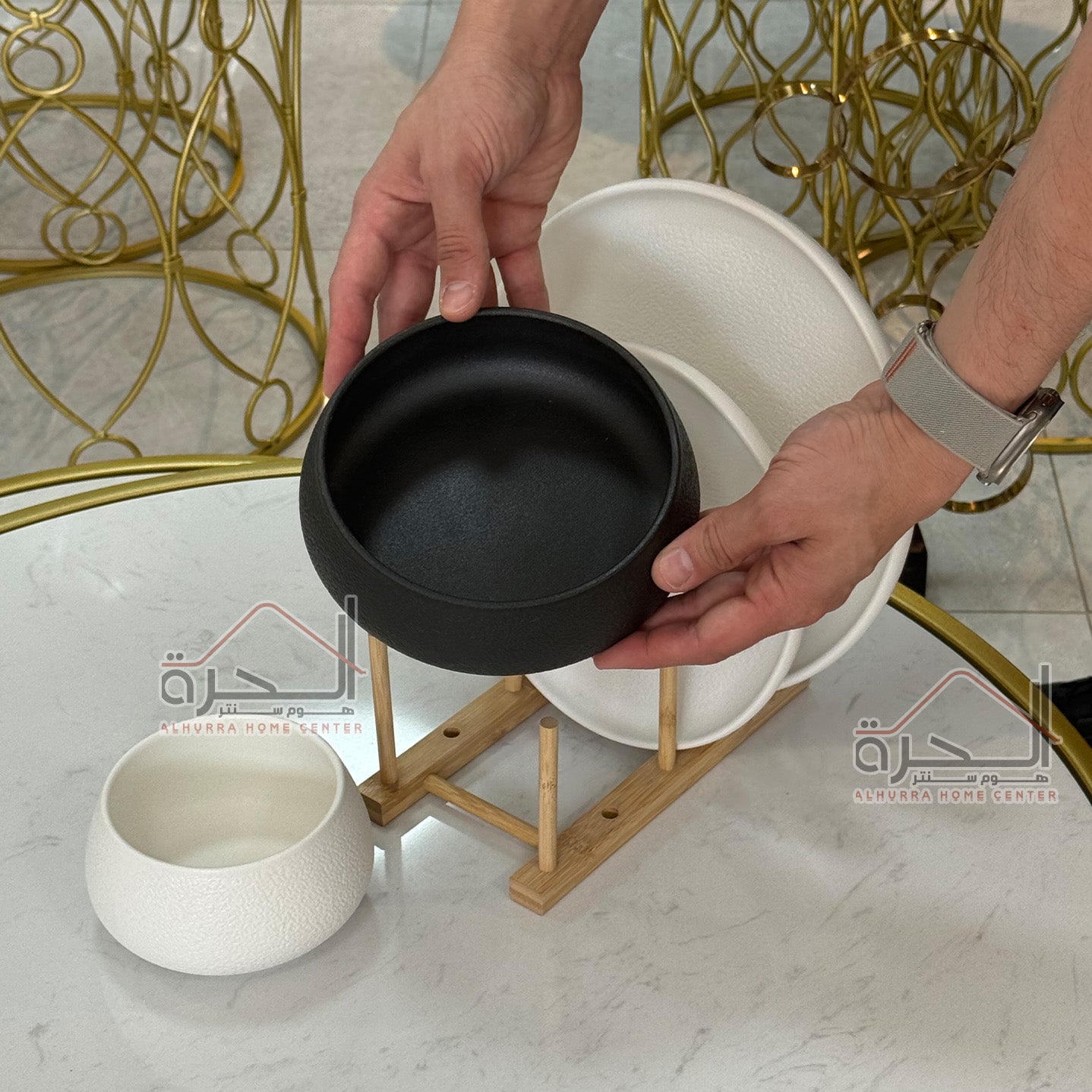 طقم صحون ابيض محجر 24 قطعة