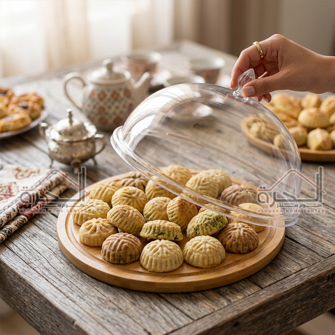 مضيفة خشب بامبو مع غطى اكريلك
