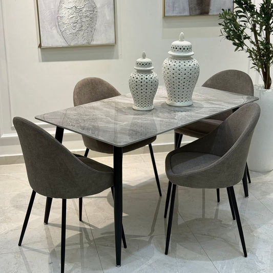 طاولة وجه رخام مع 4 كراسي 132*72 سم Florida