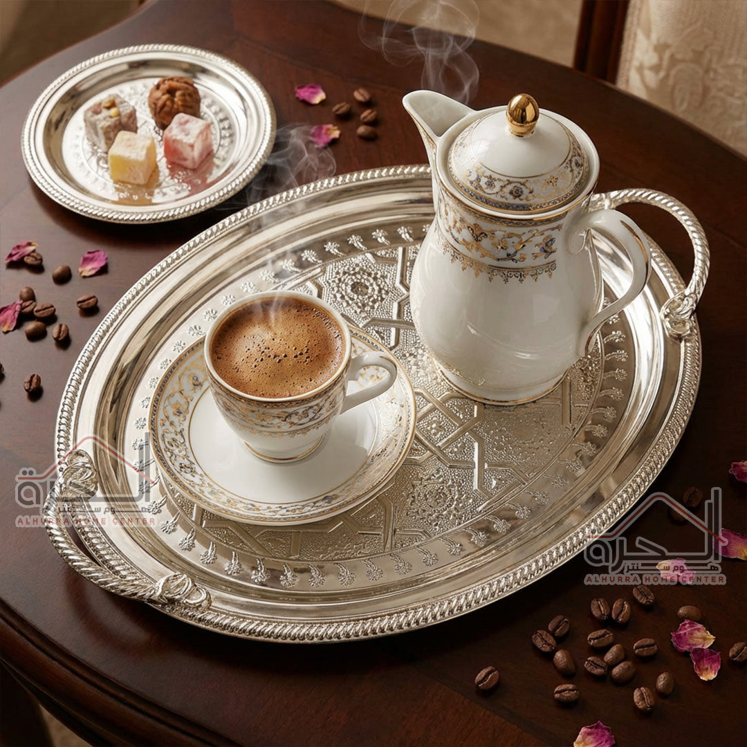 طقم صواني ضيافة قطعتين ستانلس