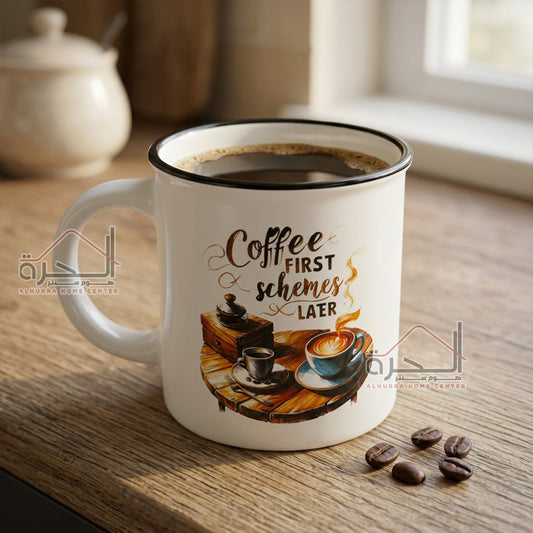 مج بورسلان ابيض مع رسمة قهوة