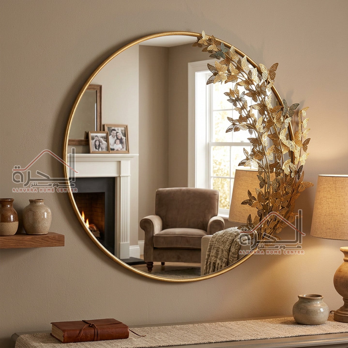 مراية حائط ديكور مع اطار فراشات