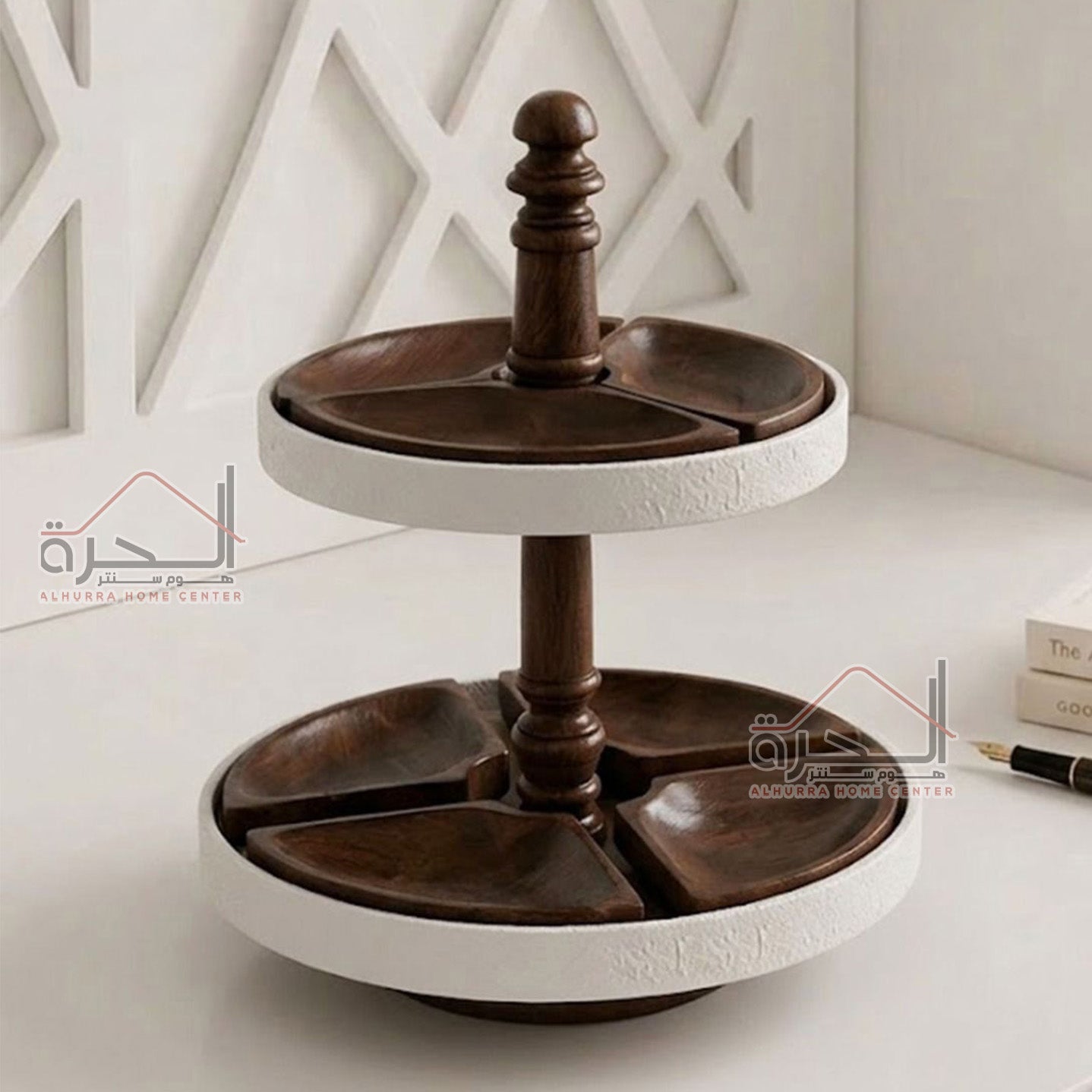 مضيفة طبقتين بغطاء + 7 صحون 37*25 سم