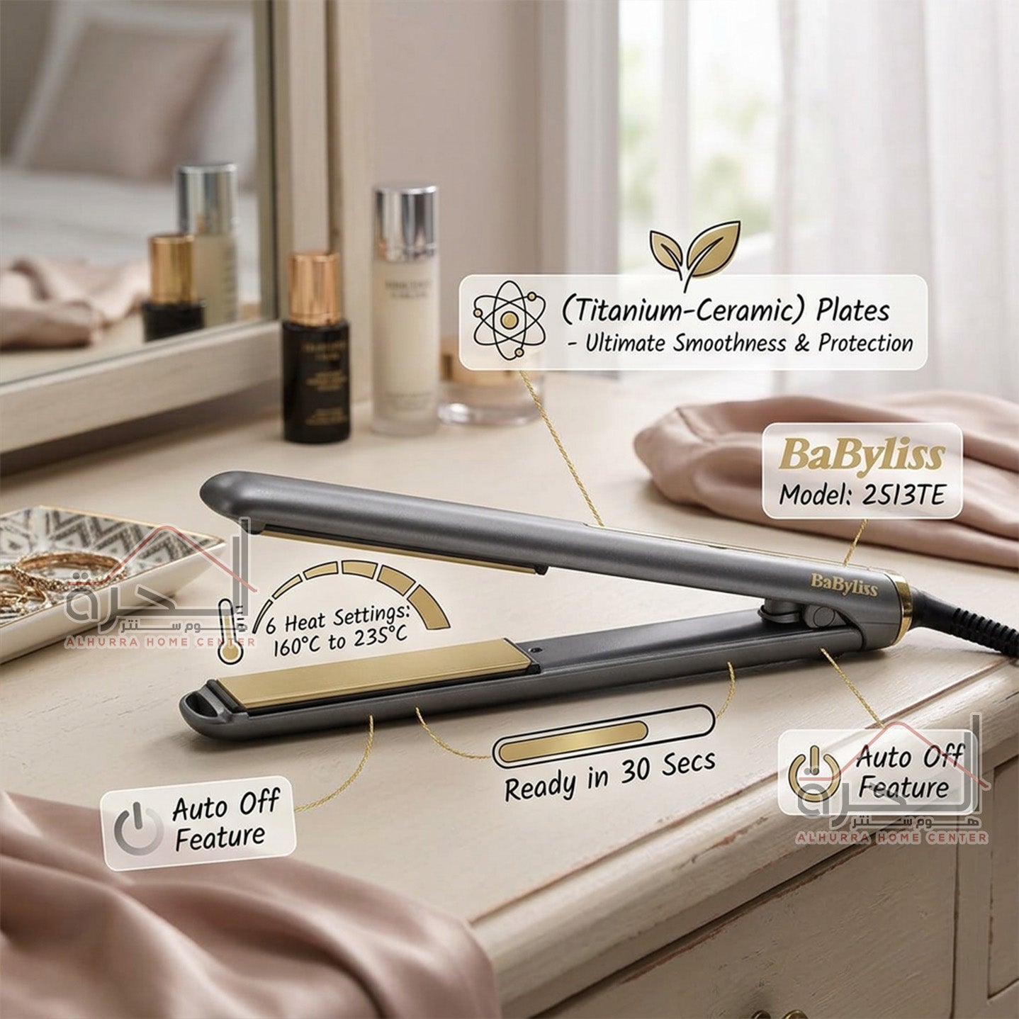 ستريتنر Babyliss 2513TE (Titanium-Ceramic)