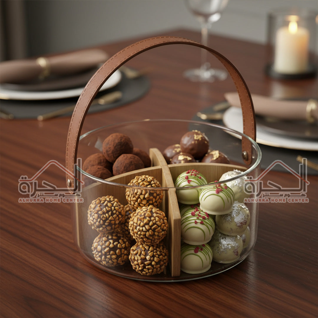 مضيفة زجاج مقسمة 20*12 سم