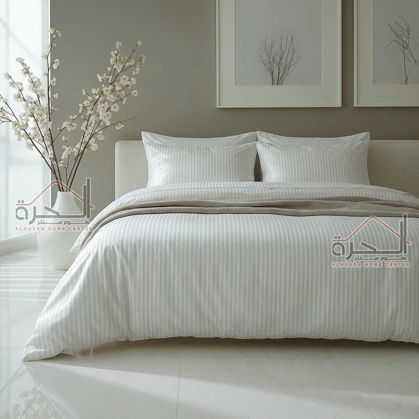 طقم لحاف كينج ابيض 5 قطع مع وجه لحاف اضافي