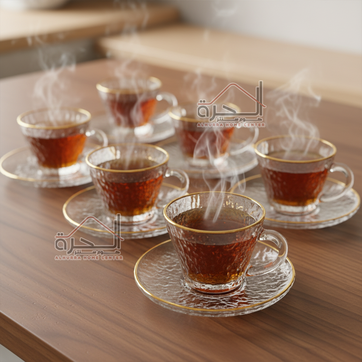 طقم فناجين زجاج مثلج للشاي