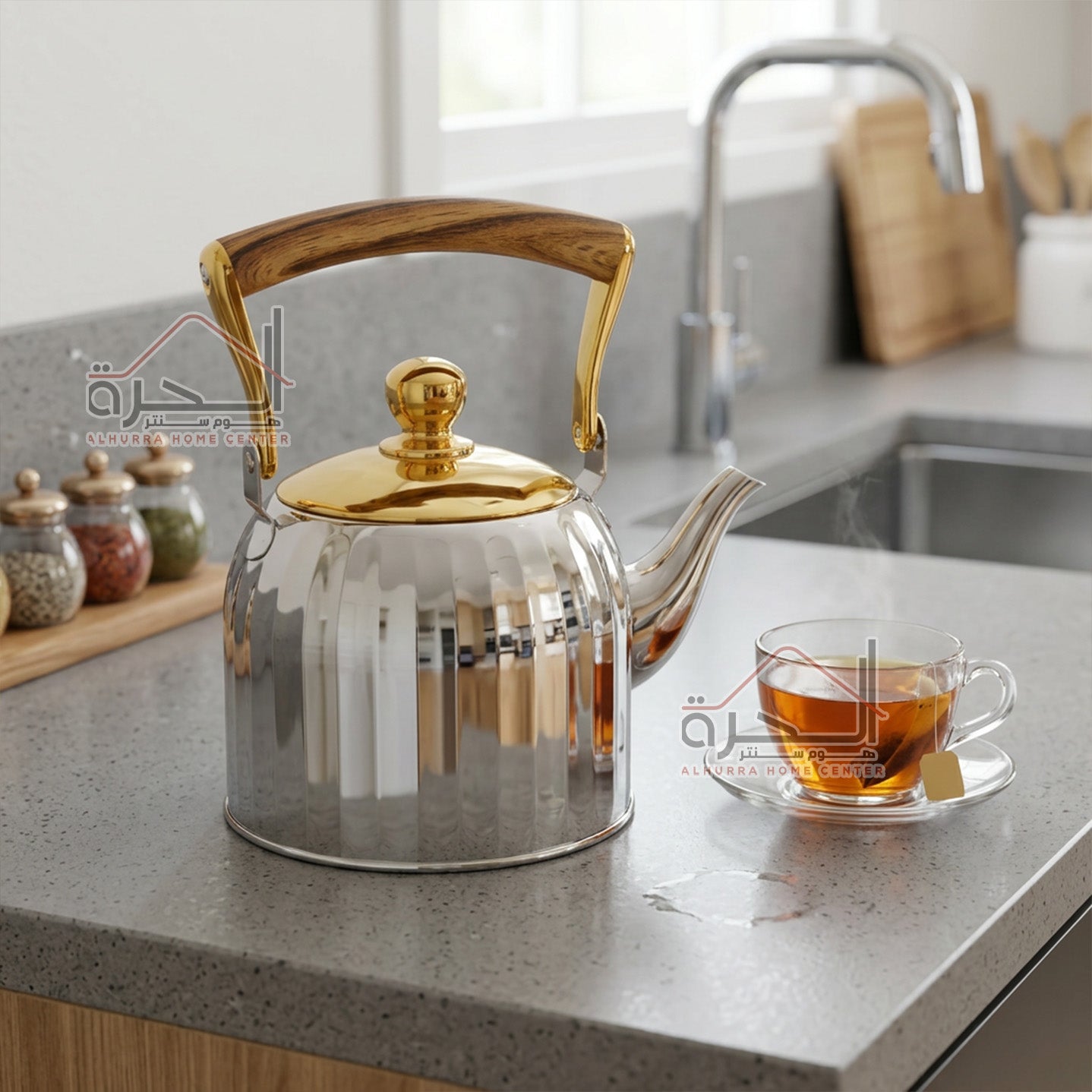 بريق شاي ستانلس/ذهبي ثقيل (Induction)