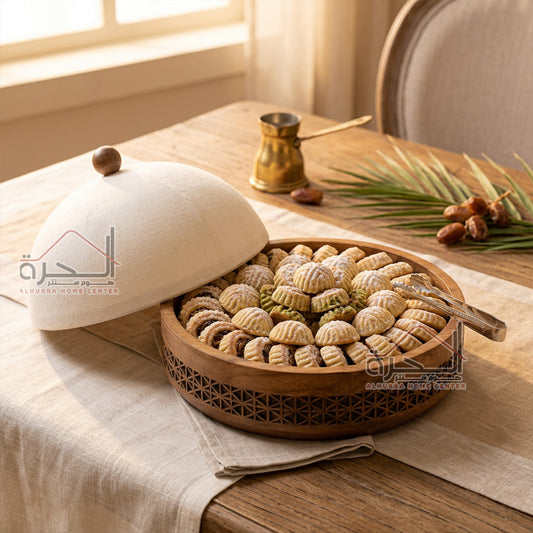 مضيفة حديد ابيض و خشب 22 سم