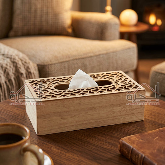علبة محارم خشب محفر