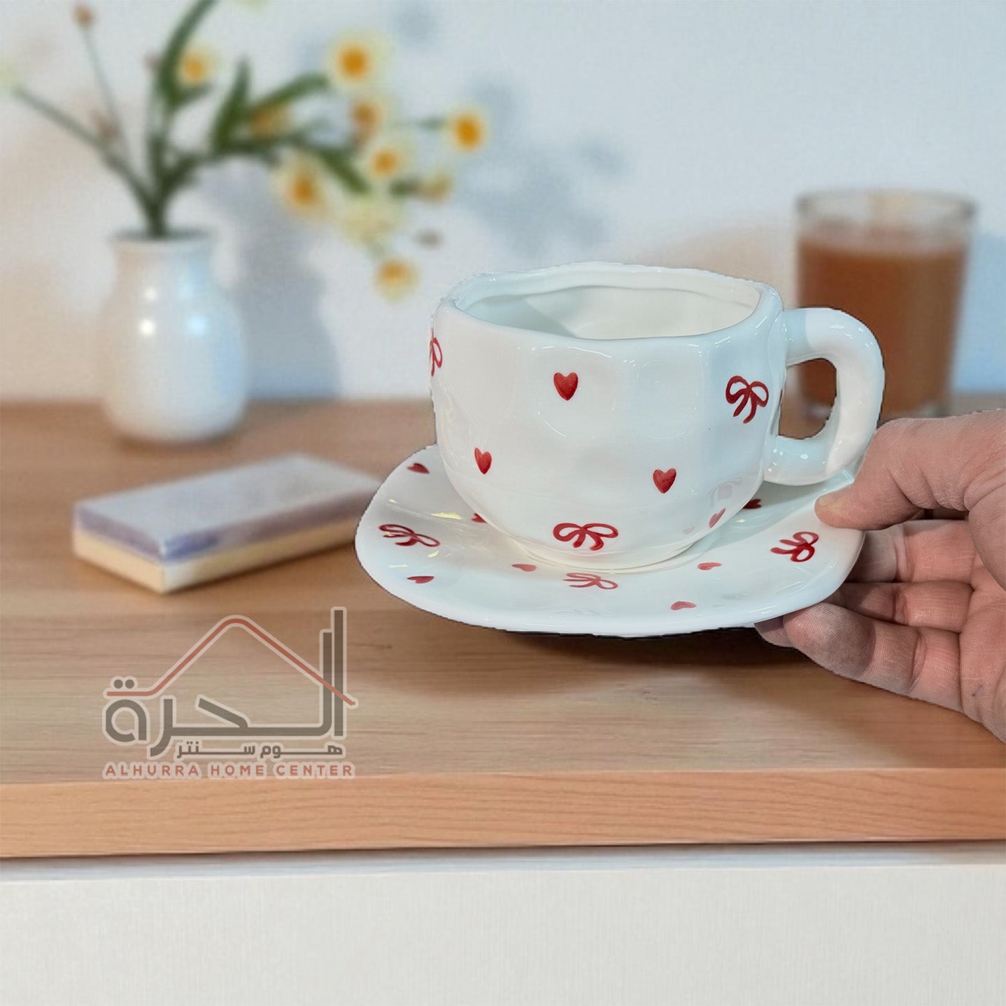 مج مع صحن بورسلان Hearts