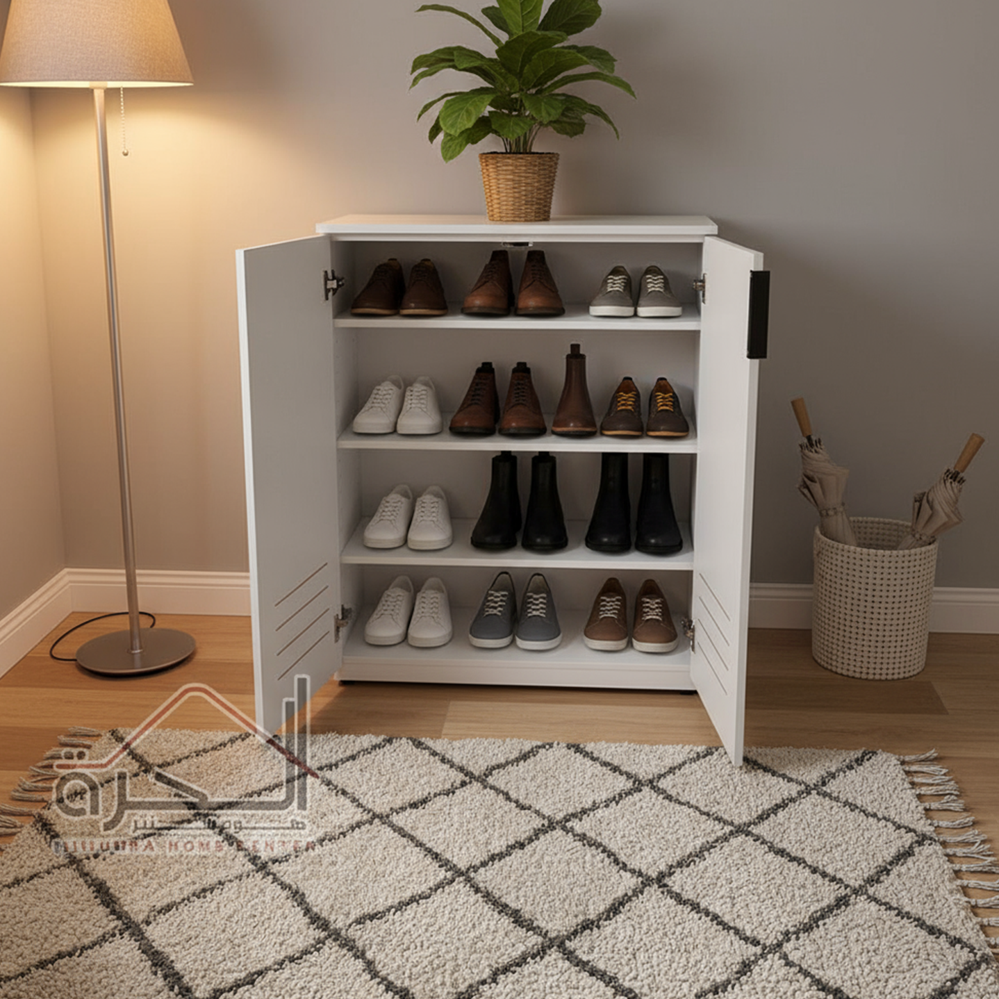 خزانة احذية خشب ثقيل ابيض