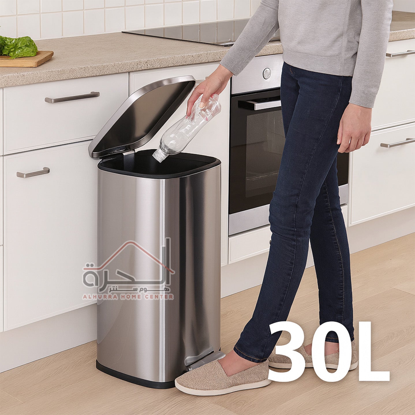 سلة مهملات مطبخ 30 لتر ستانلس
