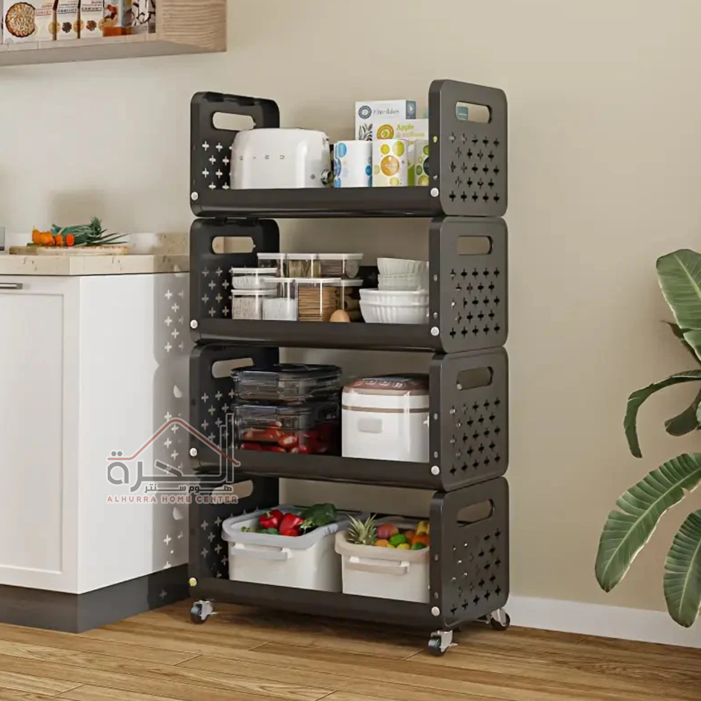 رفوف تخزين بلاستك 4 رفوف