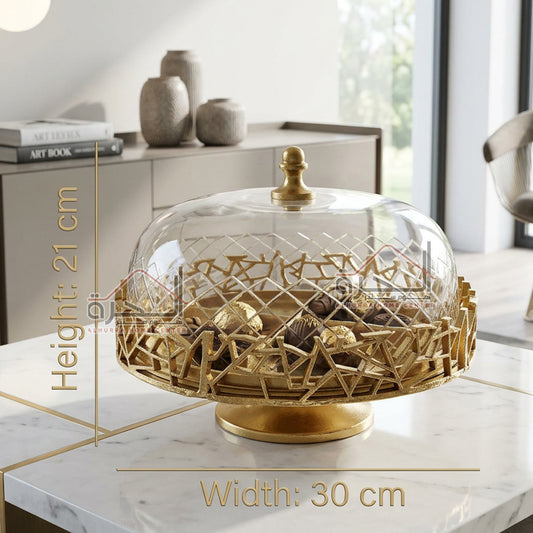 مضيفة نحاس و زجاج هندي 30*21 سم