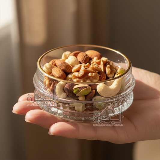 طقم 6 صحون مكسرات شفاف اطار ذهبي