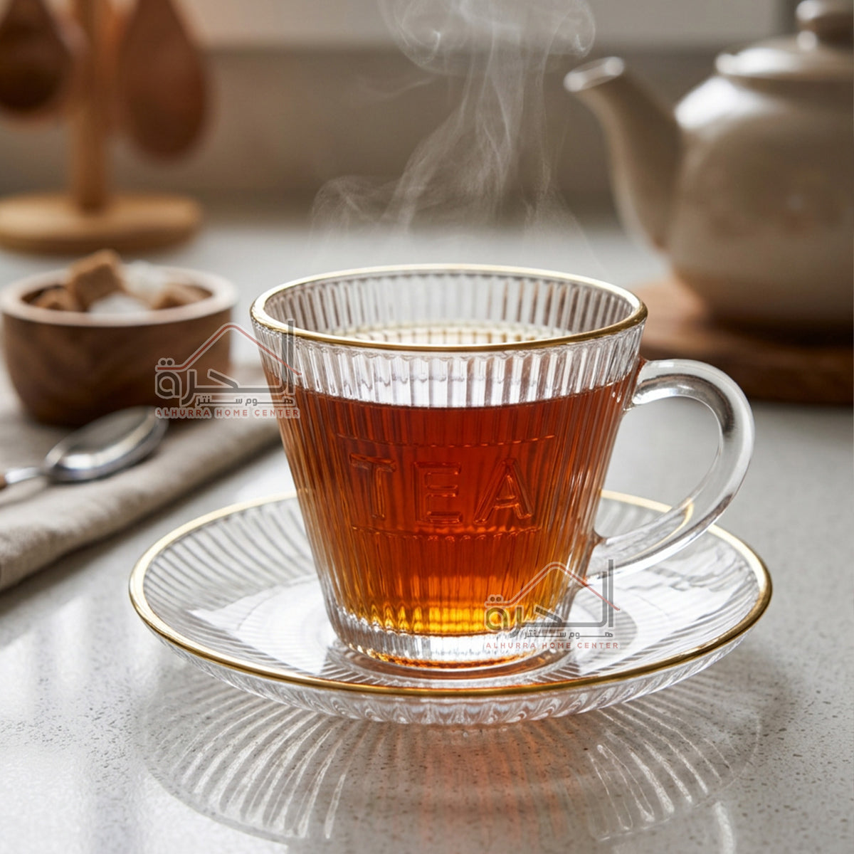 فناجين شاي شفاف اطار ذهبي (GL-08)
