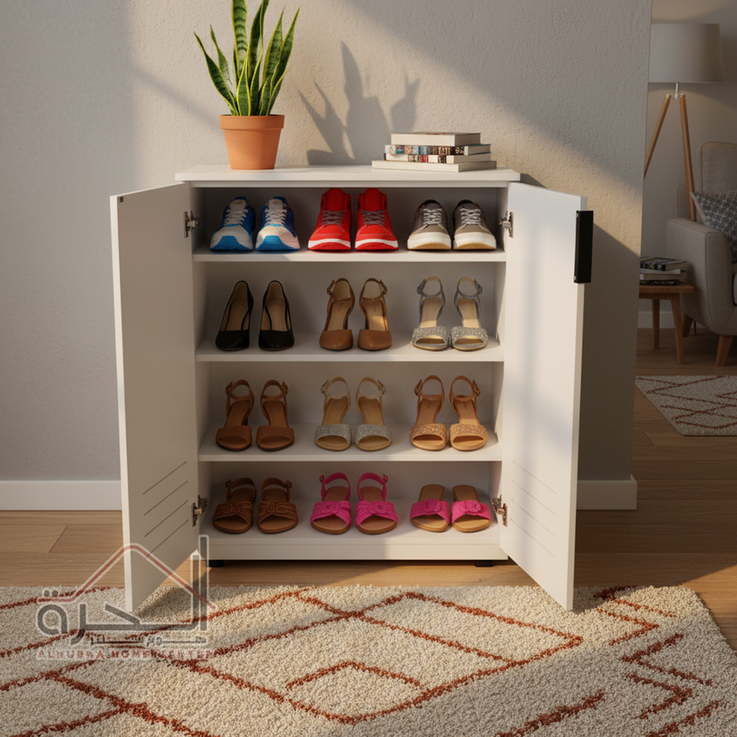 خزانة احذية خشب ثقيل ابيض