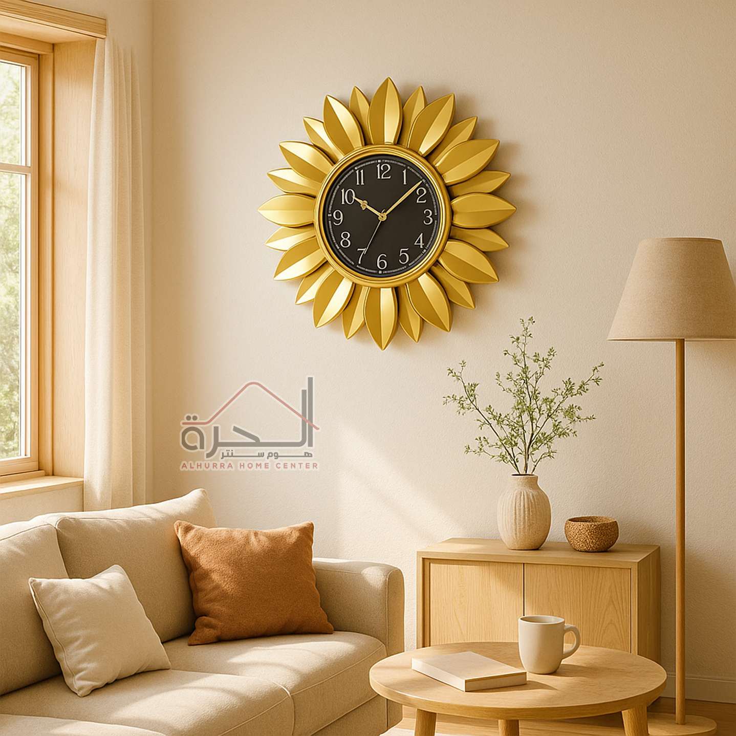 ساعة حائط ديكور ذهبي 60 سم