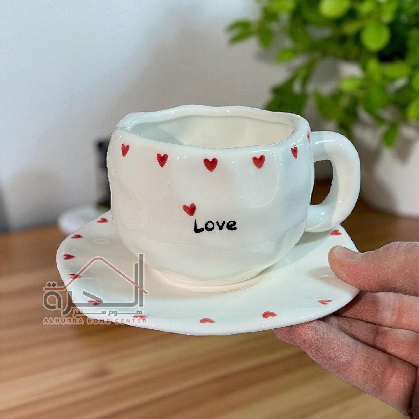 مج مع صحن بورسلان Love