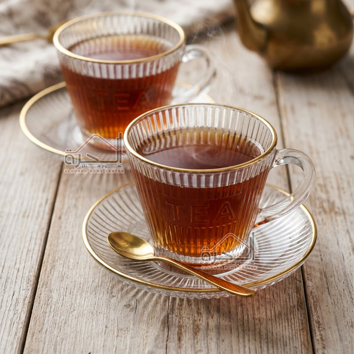 فناجين شاي شفاف اطار ذهبي (GL-08)