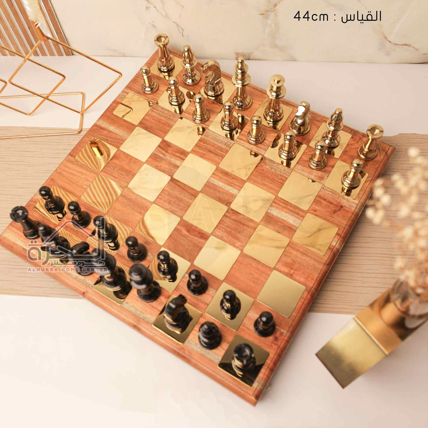 تحفة خشب مربع شطرنج حجم 44 سم