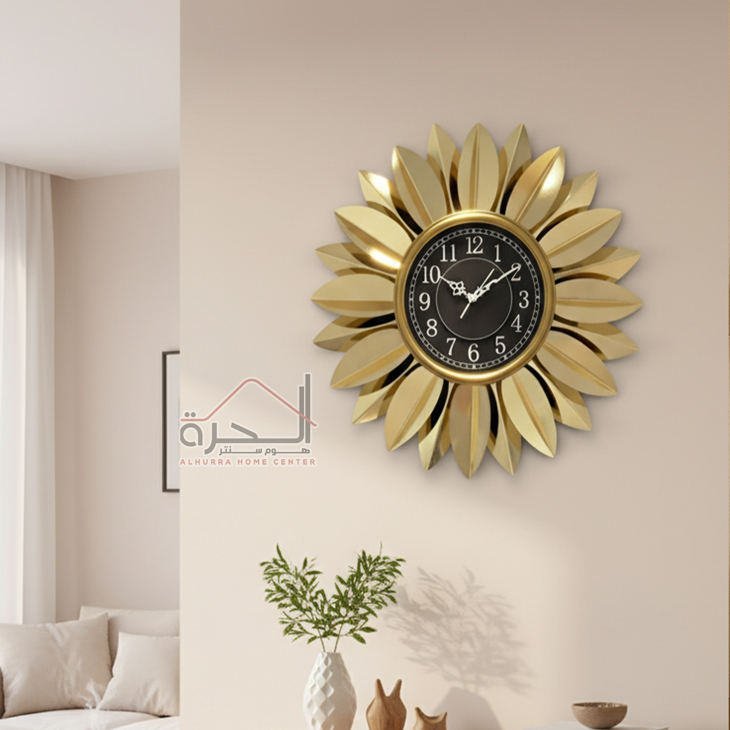 ساعة حائط ديكور ذهبي 60 سم