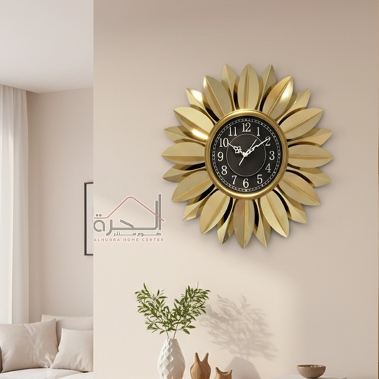 ساعة حائط ديكور ذهبي 60 سم