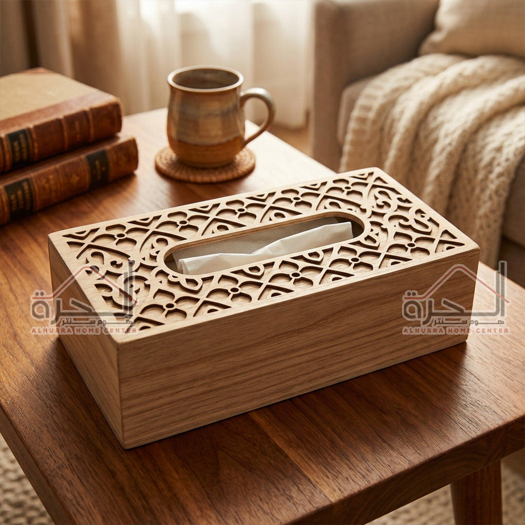 علبة محارم خشب محفر