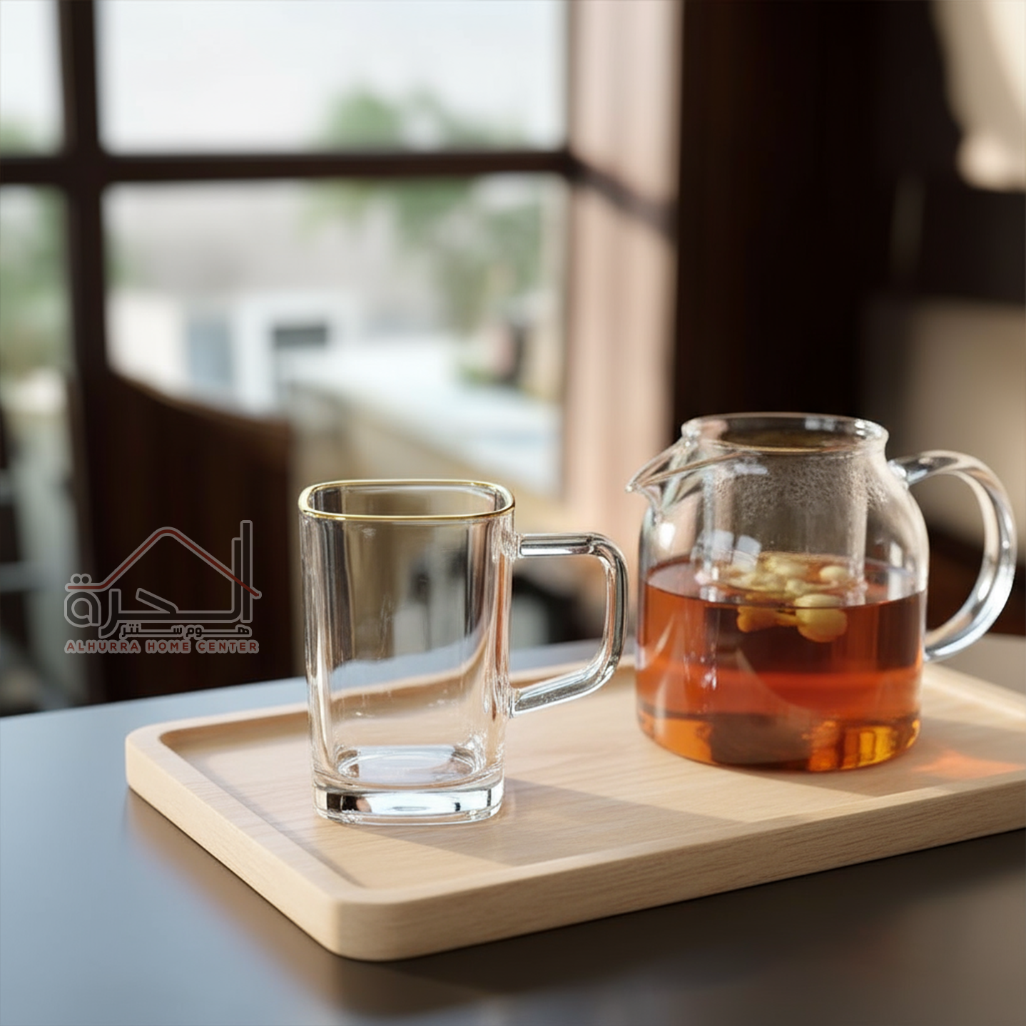 كاسات شاي شفاف حز ذهبي عدد 6