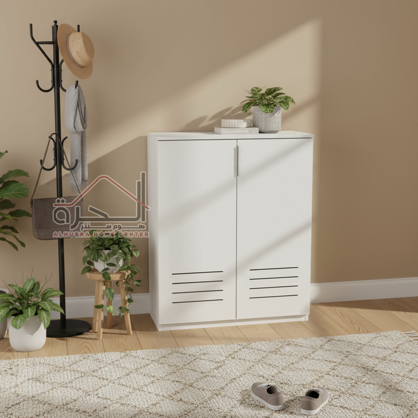 خزانة احذية خشب ثقيل ابيض