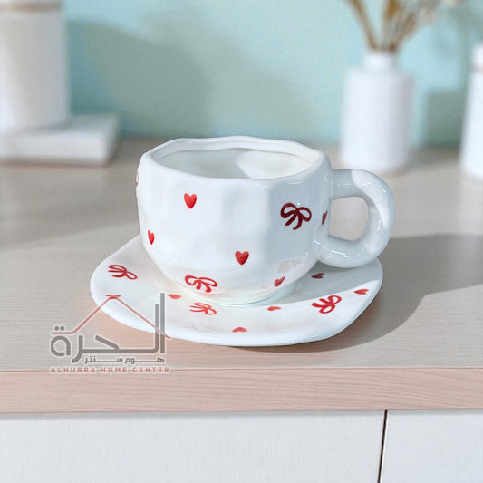 مج مع صحن بورسلان Hearts