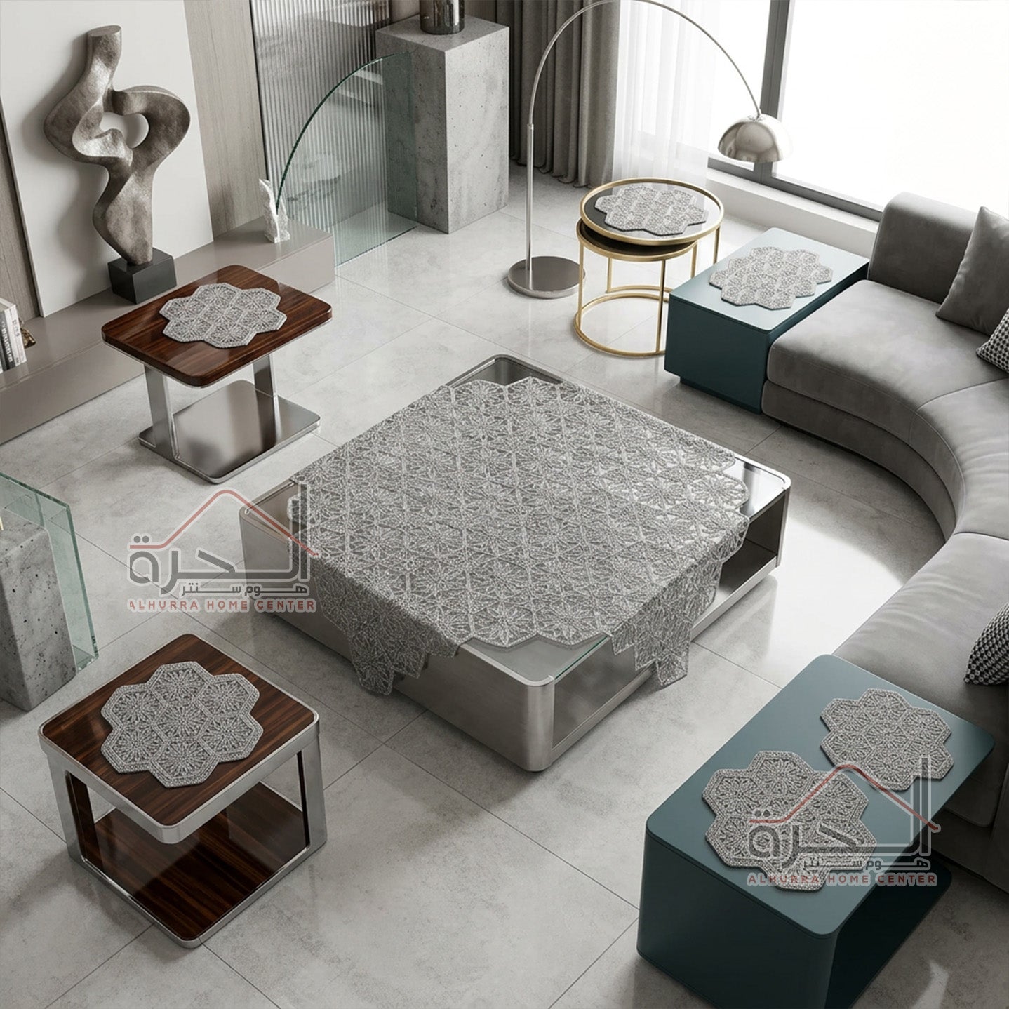 طقم شراشف طاولة وسط سكني ثقيل