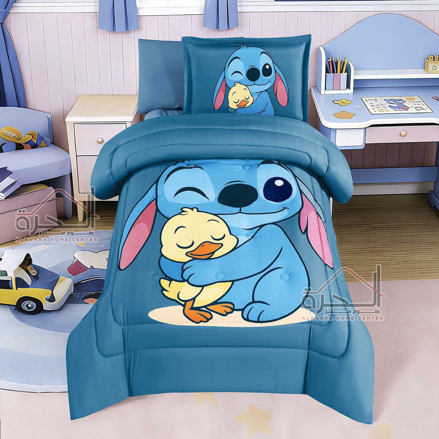 طقم لحاف مفردونصف 4 قطع رسومات Stitch