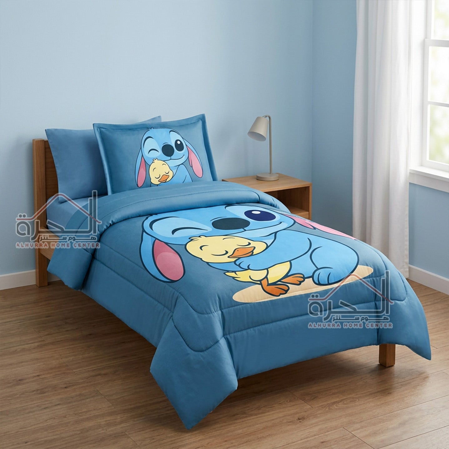 طقم لحاف مفردونصف 4 قطع رسومات Stitch