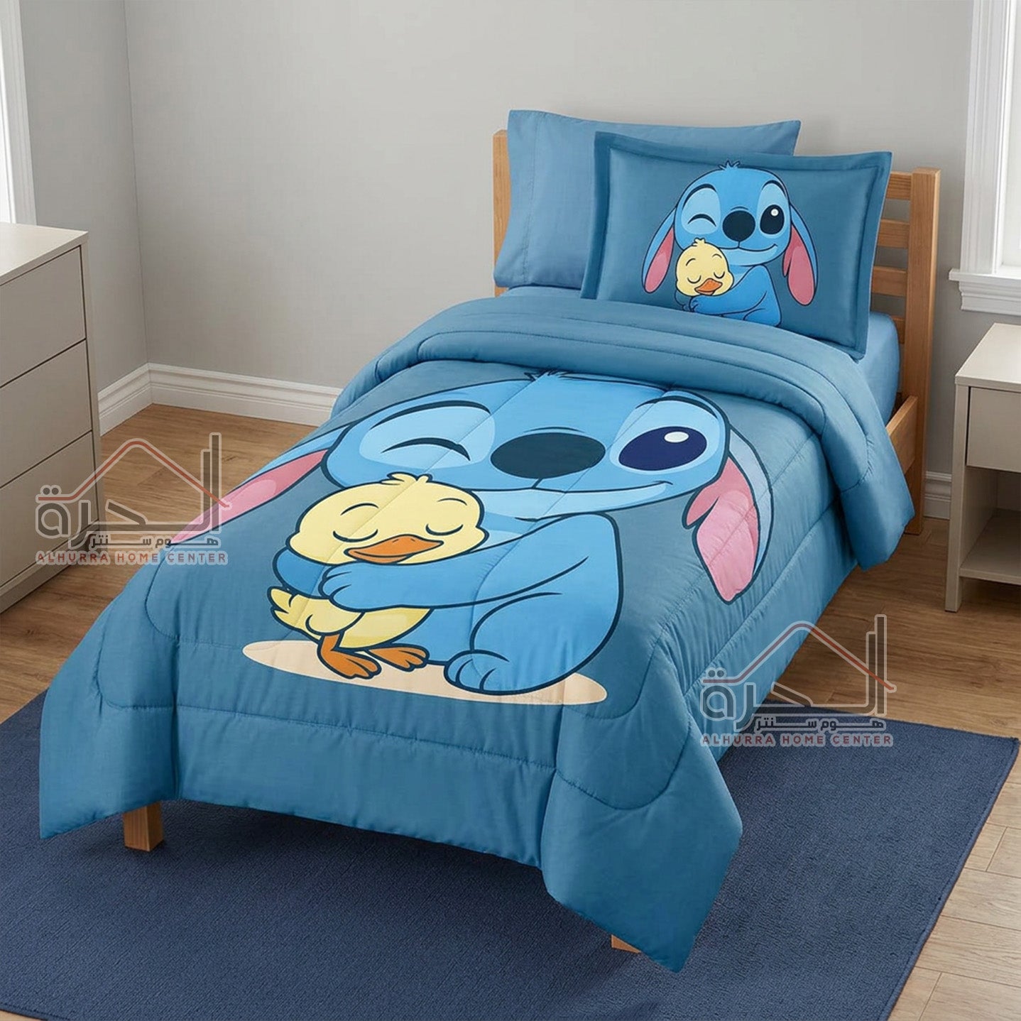 طقم لحاف مفردونصف 4 قطع رسومات Stitch