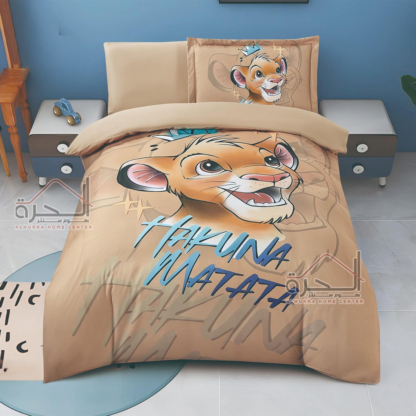 طقم لحاف مفردونصف 4 قطع رسومات Loin King